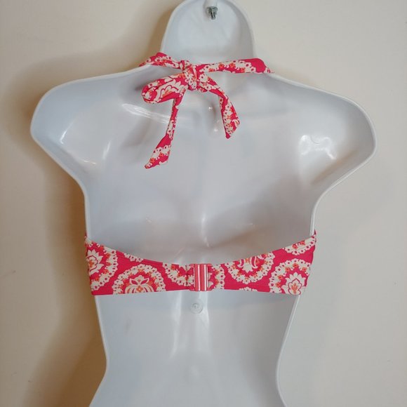 Boden Pink White Bikini Top Only US 6 Halter Strap - Picture 2 of 4